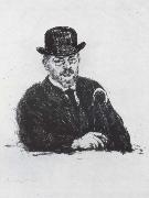 Max Slevogt Selbstbidnis with hat and cane painting